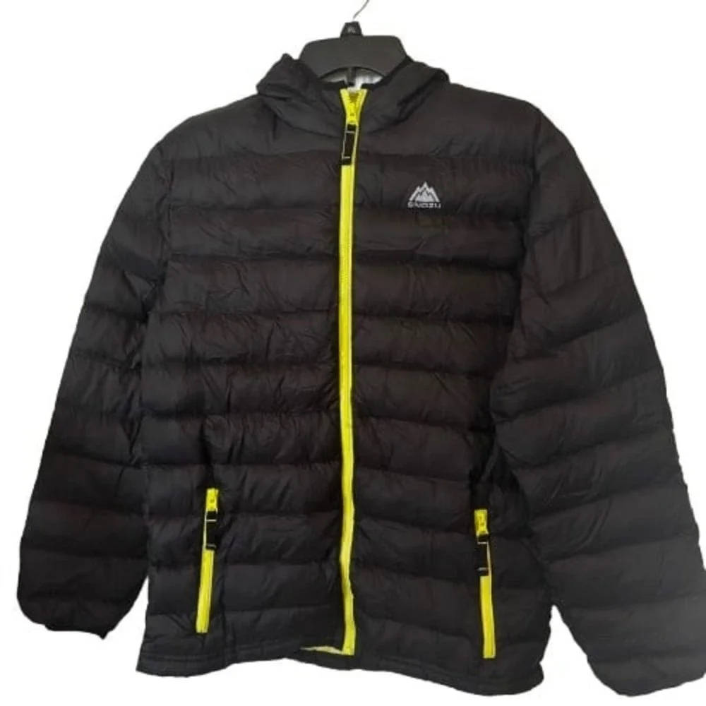Snozu Kids Hooded Black Jacket Sz L 14 16 Black